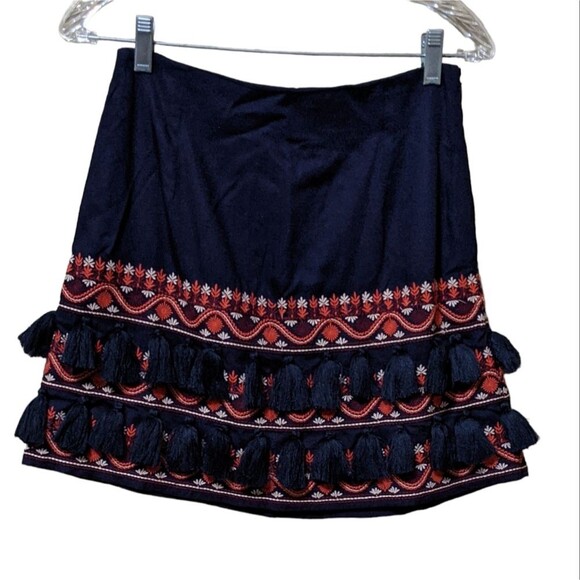 New Roberta Roller Rabbit embroidered tasseled skirt top set navy size XS/S - Picture 11 of 12